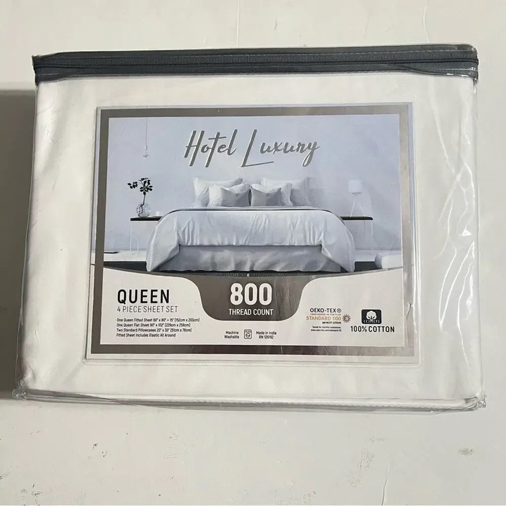 Hotel Luxury White Queen 4 Piece Sheet Set